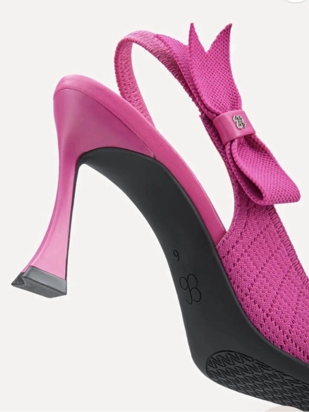 Women's Fuchsia Pink Cosy Island Sz 8 Slingback Pointed-Toe Heels Bow New - Picture 4 of 6
